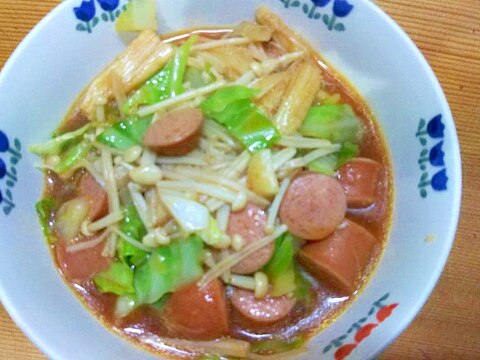 春キャベツえのきウインナの炒め煮/ダシダ粉唐辛子味